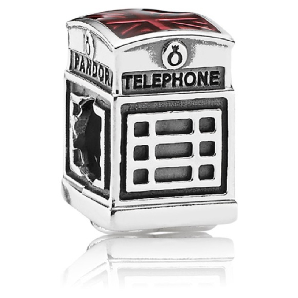 Authentic Pandora British Telephone Booth Charm with Union Jack